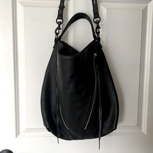 Rebecca Minkoff Black Moto Hobo Leather Bag Tote